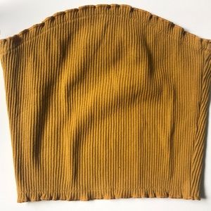 Deep yellow ribbed tube top